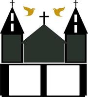 illustrazione di una chiesa con un'icona di colomba il giorno dell'ascensione con un concetto di design minimalista perfetto per il giorno dell'ascensione in background. vettore