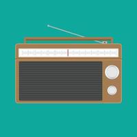 radio vintage retrò in marrone. ha un altoparlante gigante con due pulsanti. ha anche un frequenzimetro. vettore