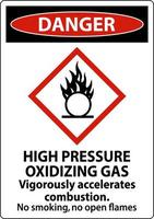 Pericolo gas ossidante ad alta pressione ghs segno su sfondo bianco vettore