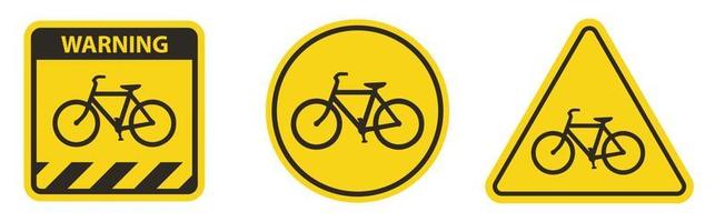 Segnale di avvertimento del traffico di biciclette isolato su sfondo bianco.illustrazione vettoriale
