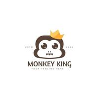 scimmia con illustrazione dell'icona del design del logo della corona vettore