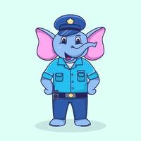 illustrazione della mascotte della polizia dell'elefante carino vettore