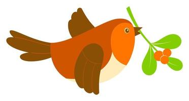 clip art dei cartoni animati dell'uccello di natale del pettirosso. illustrazione vettoriale di uccello di Natale