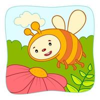 simpatico cartone animato ape. vettore di clipart dell'ape. sfondo della natura