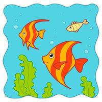 simpatico cartone animato di pesce sott'acqua. clipart di pesce vettore