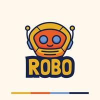 simpatico design minimalista del logo della mascotte del robot vettore