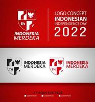 77 anni, anniversario dell'indipendenza della repubblica indonesiana. illustrazione di design del concetto di logo vettore