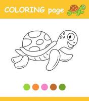 pagina da colorare tartaruga vettore