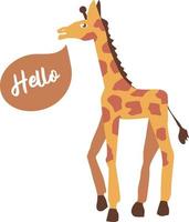 poster con simpatici animali. giraffa stilizzata con un fumetto vettore