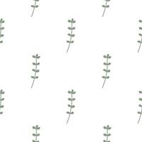 modello senza cuciture di foglie verdi. illustrazione botanica disegnata a mano di vettore. grazioso stile scandinavo per tessuto, tessuto, carta da parati. carta digitale su sfondo bianco vettore