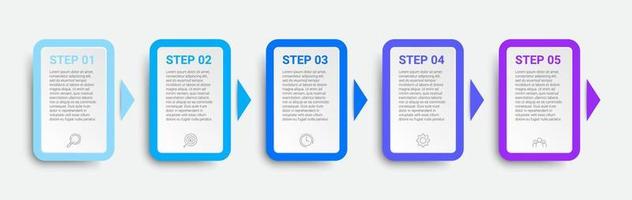 design infografico timeline con icone e 5 opzioni o passaggi. infografica per il concetto di business vettore