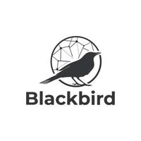 logo di uccello nero in piedi in un cerchio vettore