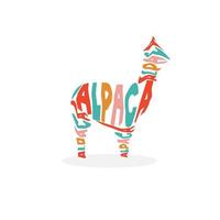 logo illustrazione di lettere colorate che formano un alpaca vettore