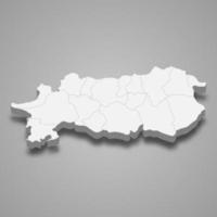 La mappa isometrica 3d di aydin è una provincia della turchia vettore