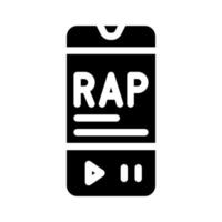 ascolto di musica rap telefono app icona glifo illustrazione vettoriale