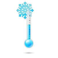 termometri meteorologici di temperatura con scale Celsius e Fahrenheit. icona del termometro meteorologico 3d realistico. fiocco di neve. termometro freddo. icona isolata del vettore meteorologico del termostato