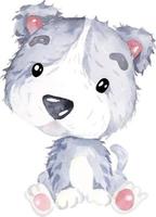 cane dipinto in acquerello. cucciolo lanuginoso marrone. disegnare a mano simpatico cane divertente. schizzo dell'acquerello dell'animale domestico dell'animale domestico. vettore