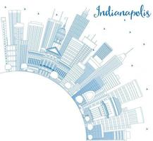 delinea lo skyline di indianapolis con edifici blu e copia spazio. vettore