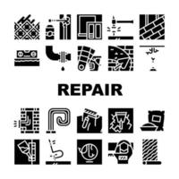 set di icone di raccolta del servizio di riparazione domestica vettore