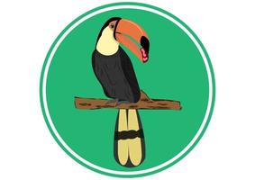 bucero di uccello in piedi sul ramo di un albero di design per l'illustrazione vettoriale del logo