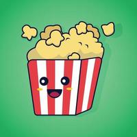 simpatico personaggio dei cartoni animati di pop corn vettore