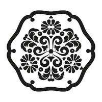 ornamento rotondo decorativo in stile antico. mandala di fiori. motivo damascato per taglio laser, pizzo, tatuaggio. bianco e nero. vettore