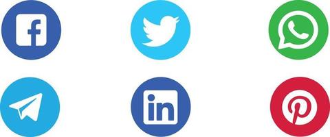 raccolta del popolare logo dei social media. facebook, instagram, twitter, linkedin, telegram, whatsapp. set editoriale realistico. vettore