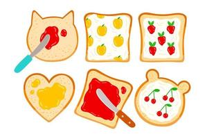 set di design piatto per toast e marmellata di illustrazione vettoriale