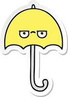 adesivo di un simpatico cartone animato ombrello vettore
