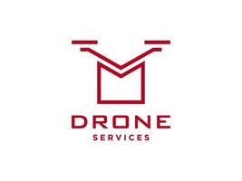 lettera o icona vettore modello logo drone. vettore di droni fotografici. icona vettore elicottero quad