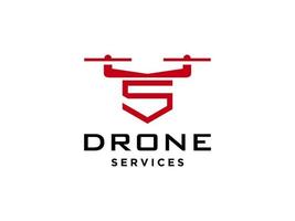 icona vettore modello logo drone lettera s. vettore di droni fotografici. icona vettore elicottero quad