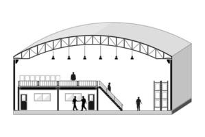 edificio del magazzino, fabbrica di sezione trasversale, illustrazione vettoriale