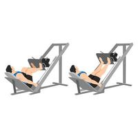 uomo che fa esercizio di leg press sulla macchina. illustrazione vettoriale piatta isolata su sfondo bianco