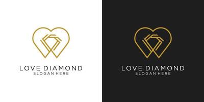 amore diamante logo stile linea di disegno vettoriale. vettore