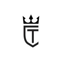 lettera logo ct o tc con vettore icona corona.