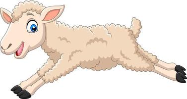 cartone animato felice agnello che salta su sfondo bianco vettore