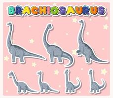 set di simpatici personaggi di dinosauri brachiosauro vettore