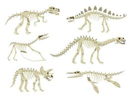 set di scheletri di dinosauro vettore