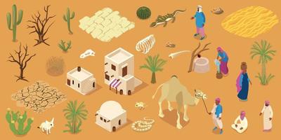 fondo orizzontale isometrico del deserto vettore