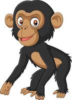 simpatico cartone animato scimpanzé bambino su sfondo bianco vettore