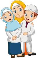 madre musulmana con figlio e figlia vettore