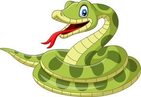 serpente verde cartone animato su sfondo bianco vettore