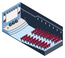 sala conferenze stampa isometrica vettore