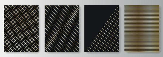 raccolta di sfondi neri con linee dorate vettore