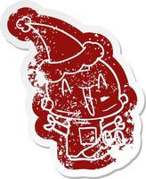 icona del fumetto di un robot che indossa il cappello di Babbo Natale vettore