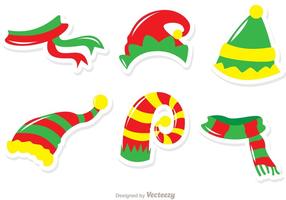 Cappelli e sciarpe Santa Elves Vector Pack