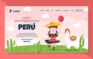 fiestas patrias perù banner verticale modello social media piatto cartone animato sfondo illustrazione vettoriale