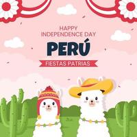 fiestas patrias perù post modello social media piatto cartone animato sfondo illustrazione vettoriale