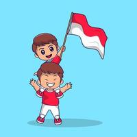 simpatica mascotte del giorno dell'indipendenza dell'indonesia 17 agosto vettore