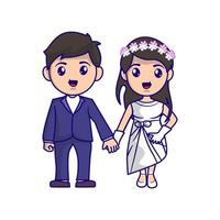 illustrazione di nozze delle coppie dello sposo e della sposa vettore